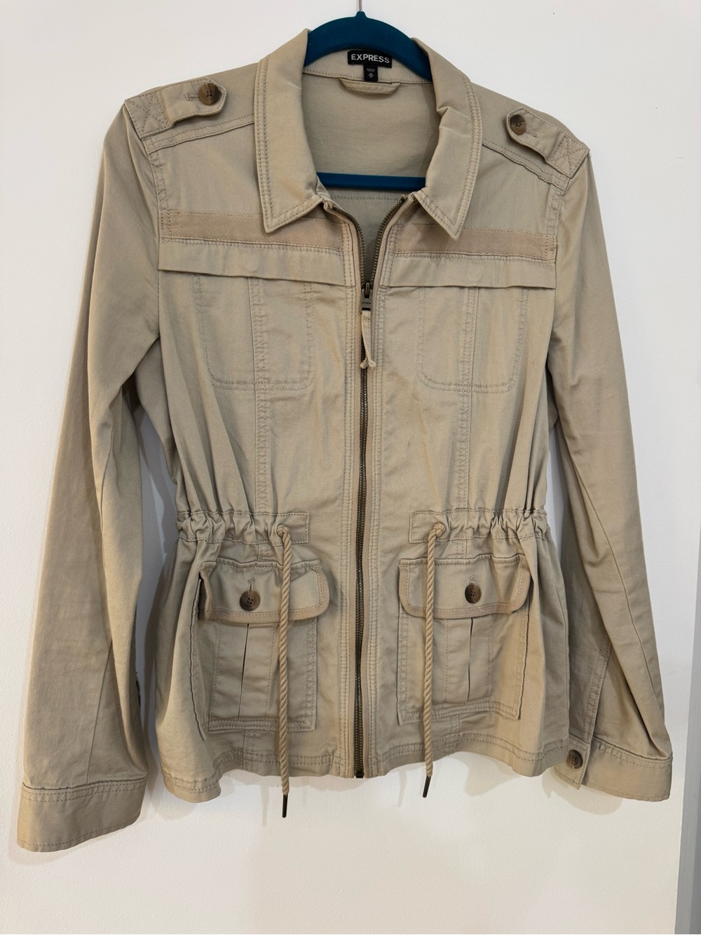 Express Khaki Drawstring Utility Jacket